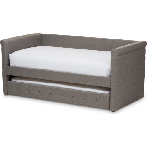 Alena Twin Daybed w/ Trundle in Gray Fabric